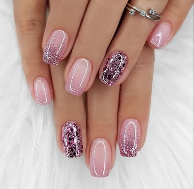 Curvlife Press On Nails Stick On Nails Short Fake Nails Design Acrylic Nails Stick On Nails Tips Glue On Nails False Nails For Women Nail Kit With Nail Glue (Pink diamond, Medium)