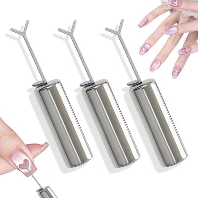Heart Magnet for Cat Eye Gel Polish, Cat Eye Magnet for Nails with Y-Shaped Guide, DIY Manicure Kit for Home DIY, Salon, Studio,3PCS