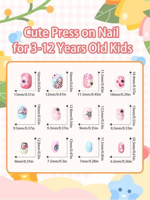120Pcs Press on Nails for Kids, Wsimily Colorful Short Fake Nails for Children, Acrylic Full Cover False Nails, Fun and Safe Nail Art Kits for Girls with Jelly Nail Adhesives
