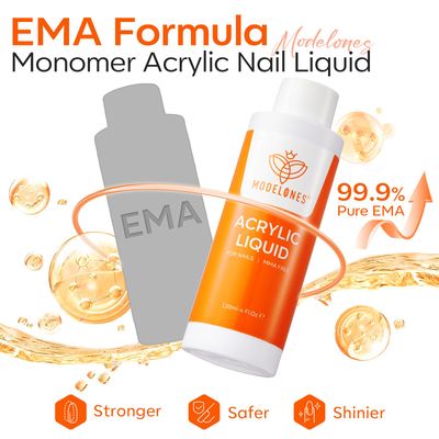 modelones Monomer 4 oz, Upgraded Monomer Acrylic Nail Liquid for Acrylic Powder Nail Extension 3D Carving, MMA-Free Low Odor Non-Yellowing DIY Home Salon 120ml