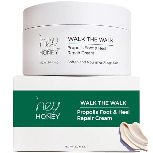 Hey Honey Walk the Walk Propolis Foot &amp; Heel Cream for Dry, Cracked Feet | 72-Hour Hydration, Callus Remover &amp; Odor-Fighting Moisturizer with Honey &amp; Urea | 5 oz