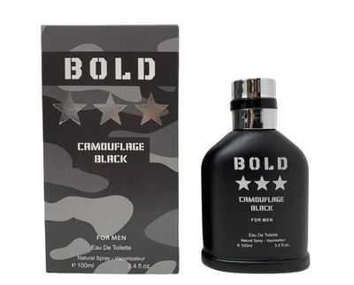 BOLD CAMOUFLAGE BLACK Aromatic fragrance for men. EDT 3.4 Fl. Oz Eau de Toilette