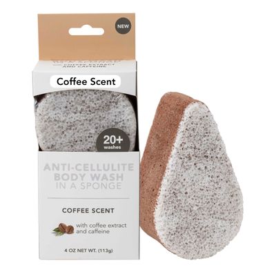 Spongeables Anti Cellulite Body Wash in a 20 Wash Sponge, Coffee, 1 Count