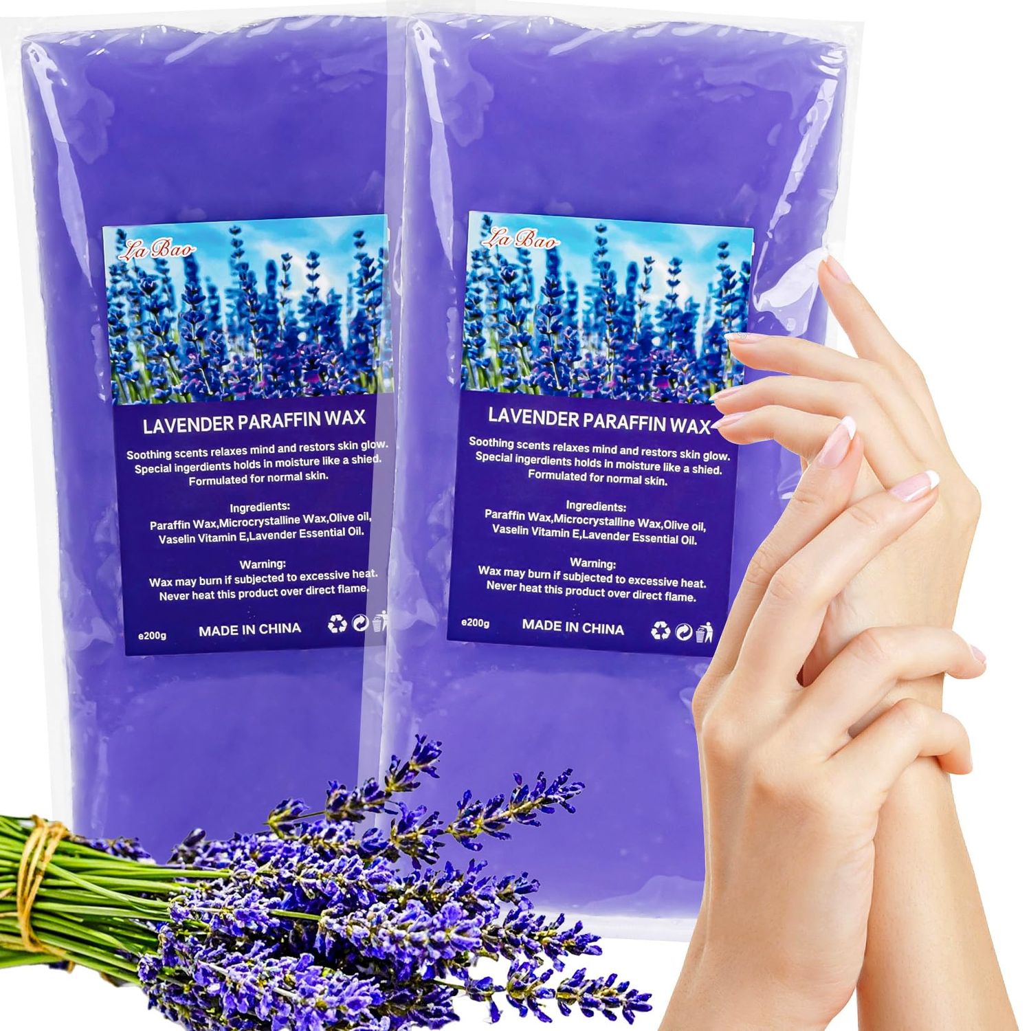 MAQIHAN 2 Pack Paraffin Wax Refills - Lavender Scented Paraffin Wax Blocks For Hand And Feet,Machine Refills Bath Feet Dry Skin,Hydration Nourish