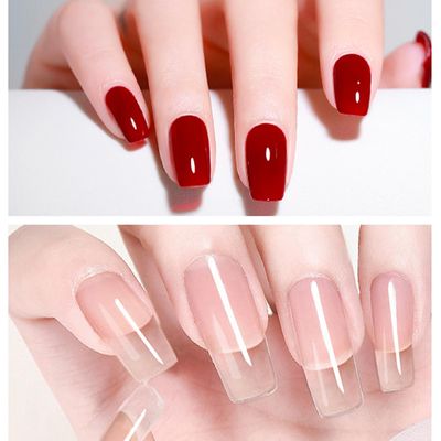 Saviland Gel Nail Glue Press on Nails: 6 in 1 Nail Glue for Acrylic Nails Long Lasting Curing Needed U V LED Hard Solid Gel Extension for False Nail-Tip Women Set