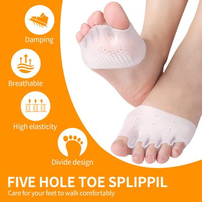 Hyggaer Toe Separators for Women, 4 Pair Pack, Metatarsal Pads for Foot Pain Relief, Clear Color