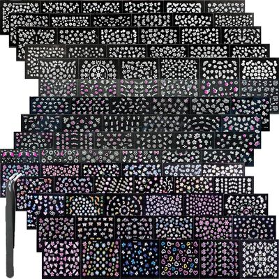 5000Pcs Flower Nail Stickers 3D Self Adhesive Pink Daisy Self Adhesive Nail Decals Acrylic Nails DIY Design Nail Stickers Spring Summer Nail Supplies for Women and Girls