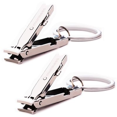 munkees Ultra-Thin Nail Clippers Keychain, Mini Foldable Nail Cutter with Key Ring, Small Portable Stainless Steel Pocket Manicure Set for Travel, Camping, &amp; Outdoor (Stainless Steel, 2)