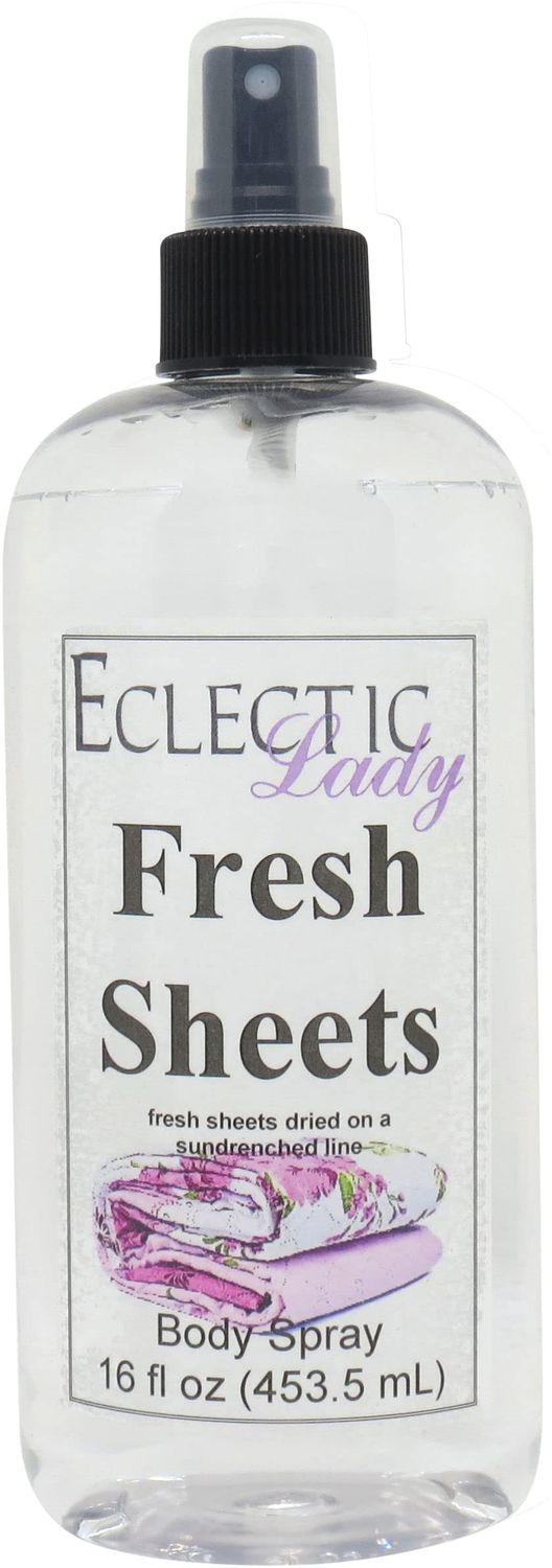 Fresh Sheets Body Spray, 16 ounces, By Eclectic Lady, Body Mist for Women with Clean, Light &amp; Gentle Fragrance, Cologne with Soft, Subtle Aroma For Daily Use