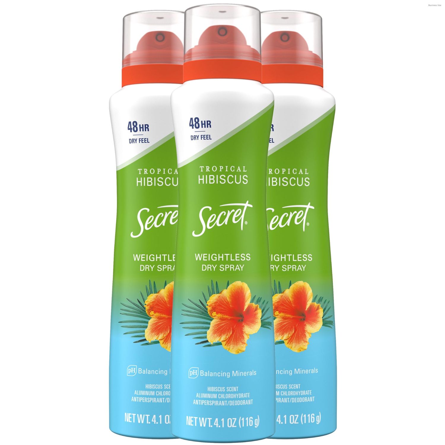 Secret Dry Spray Antiperspirant Deodorant for Women, 48hr Weightless Sweat &amp; Odor Protection, Gentle on Skin, Tropical Hibiscus Scent, 4.1 oz (Pack of 3)