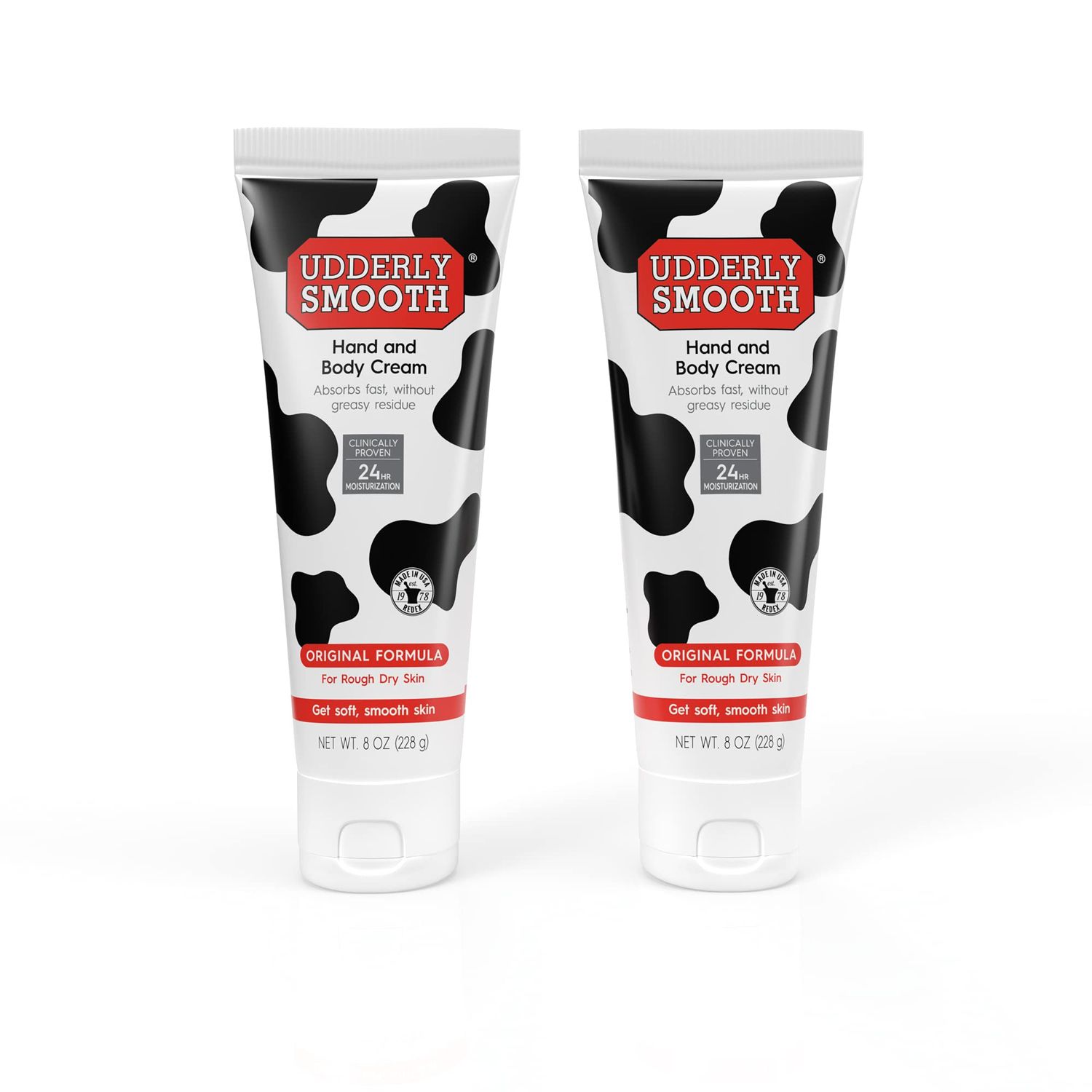 Udderly Smooth Non-Greasy Original Body Cream Formula, 8oz Tube, Pack of 2