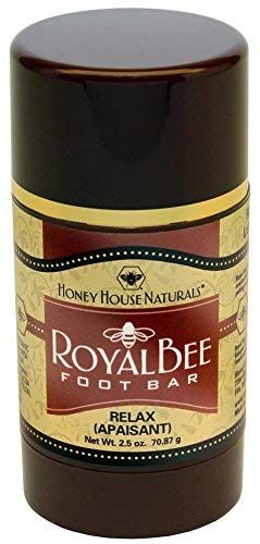 Honey House Naturals Royal Bee Foot Bar - 2.5 Ounce Twist Up Tube - All Natural Ultra Moisturizing, Odor Eliminating, Essential Oil Infused - Made in USA (Relax)