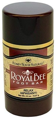 Honey House Naturals Royal Bee Foot Bar - 2.5 Ounce Twist Up Tube - All Natural Ultra Moisturizing, Odor Eliminating, Essential Oil Infused - Made in USA (Relax)