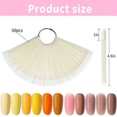 CZWESTC 300 Pcs Nail Swatch Sticks with Ring, Nail Sample Swatches for Gel Polish Color Display, Nail Salon, Home DIY Accessories (50 pcs/string)