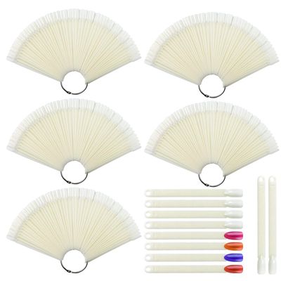 CZWESTC 300 Pcs Nail Swatch Sticks with Ring, Nail Sample Swatches for Gel Polish Color Display, Nail Salon, Home DIY Accessories (50 pcs/string)