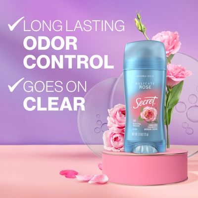 Secret Fresh Antiperspirant Deodorant for Women, 72hr Breathable Sweat &amp; Odor Protection, Instant Freshness &amp; Gentle, PH Balancing Minerals, Invisible Solid, Delicate Rose Scent, 2.6 oz (Pack of 3)
