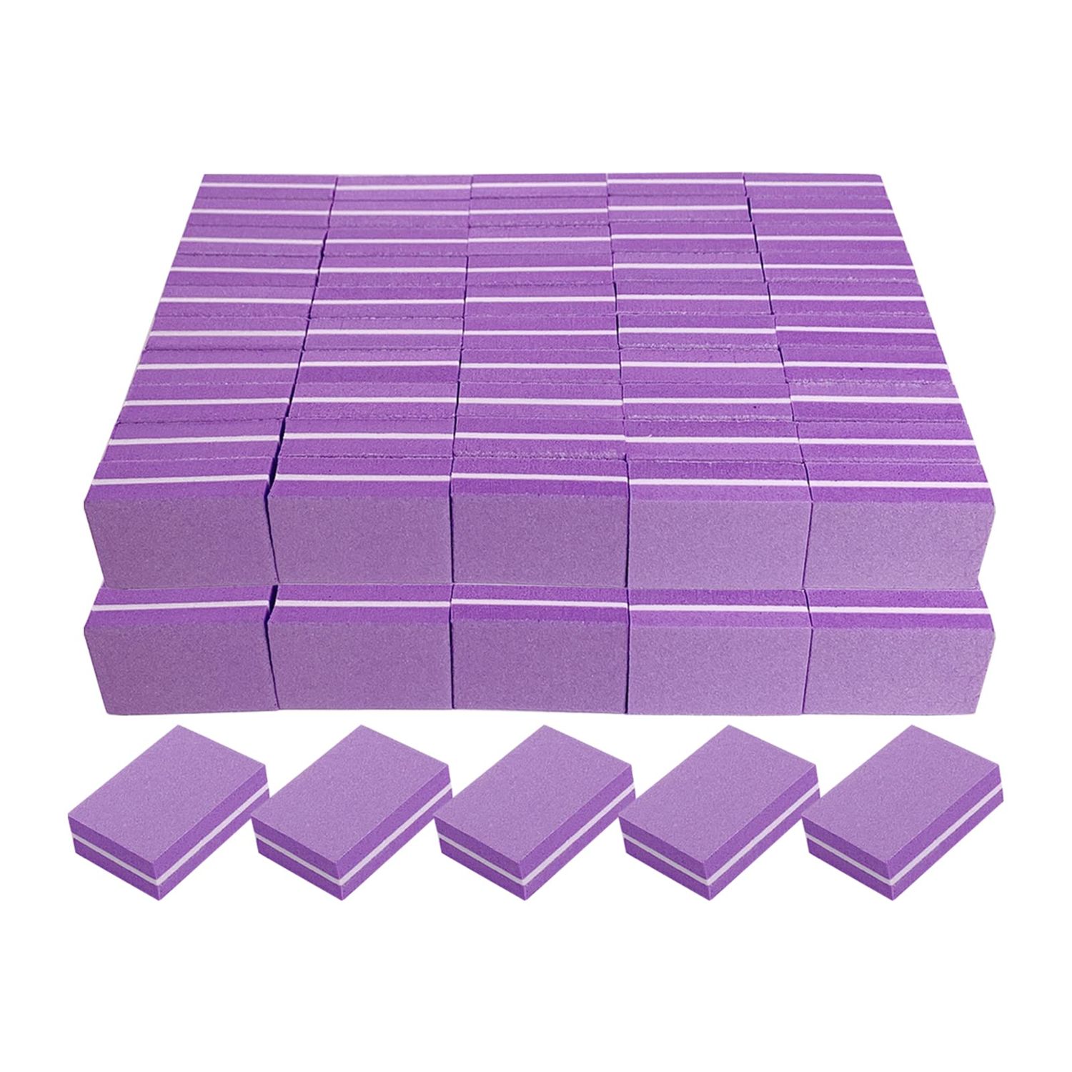 Nail Buffers (100 Pack), Mini Buffer Block Nail File for Acrylic Nails and Natural Nails, 100/180 Grit Nail Buffer Block Bulk Buffing Blocks for Nail Buff Professional Manicure File Blocks Set Purple