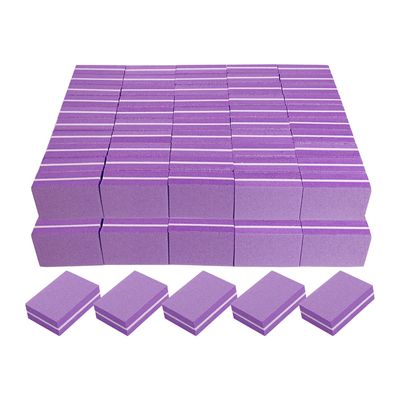 Nail Buffers (100 Pack), Mini Buffer Block Nail File for Acrylic Nails and Natural Nails, 100/180 Grit Nail Buffer Block Bulk Buffing Blocks for Nail Buff Professional Manicure File Blocks Set Purple