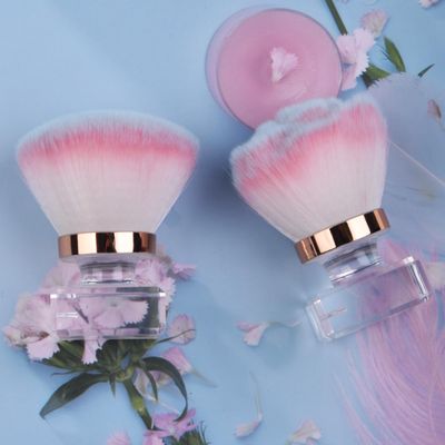 Ycyan 2Pcs Nail Dust Brush Set, Crystal Base Nail Art Dust Powder Remover Brushes Soft Kabuki Cleaner Brush for Makeup &amp; French Gel Acrylic Nails