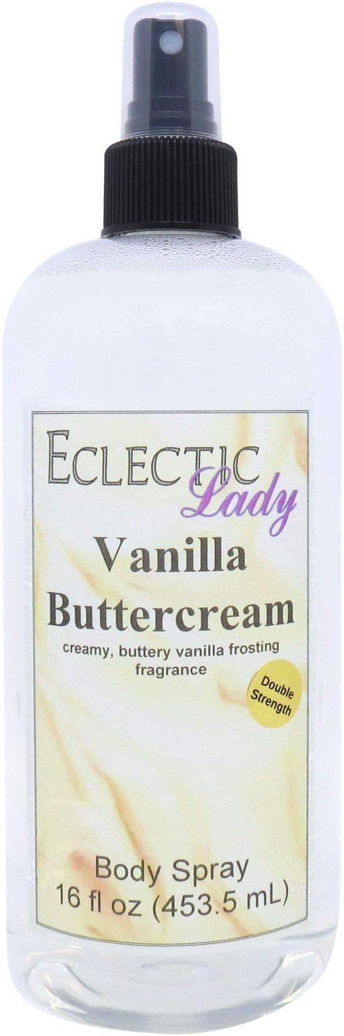 Eclectic Lady Vanilla Buttercream Body Spray, Double Strength, 16 ounces, Body Mist for Women with Clean, Light &amp; Gentle Fragrance, Cologne with Soft, Subtle Aroma For Daily Use