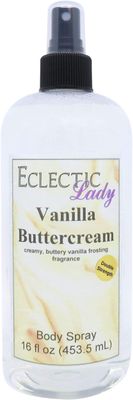 Eclectic Lady Vanilla Buttercream Body Spray, Double Strength, 16 ounces, Body Mist for Women with Clean, Light &amp; Gentle Fragrance, Cologne with Soft, Subtle Aroma For Daily Use