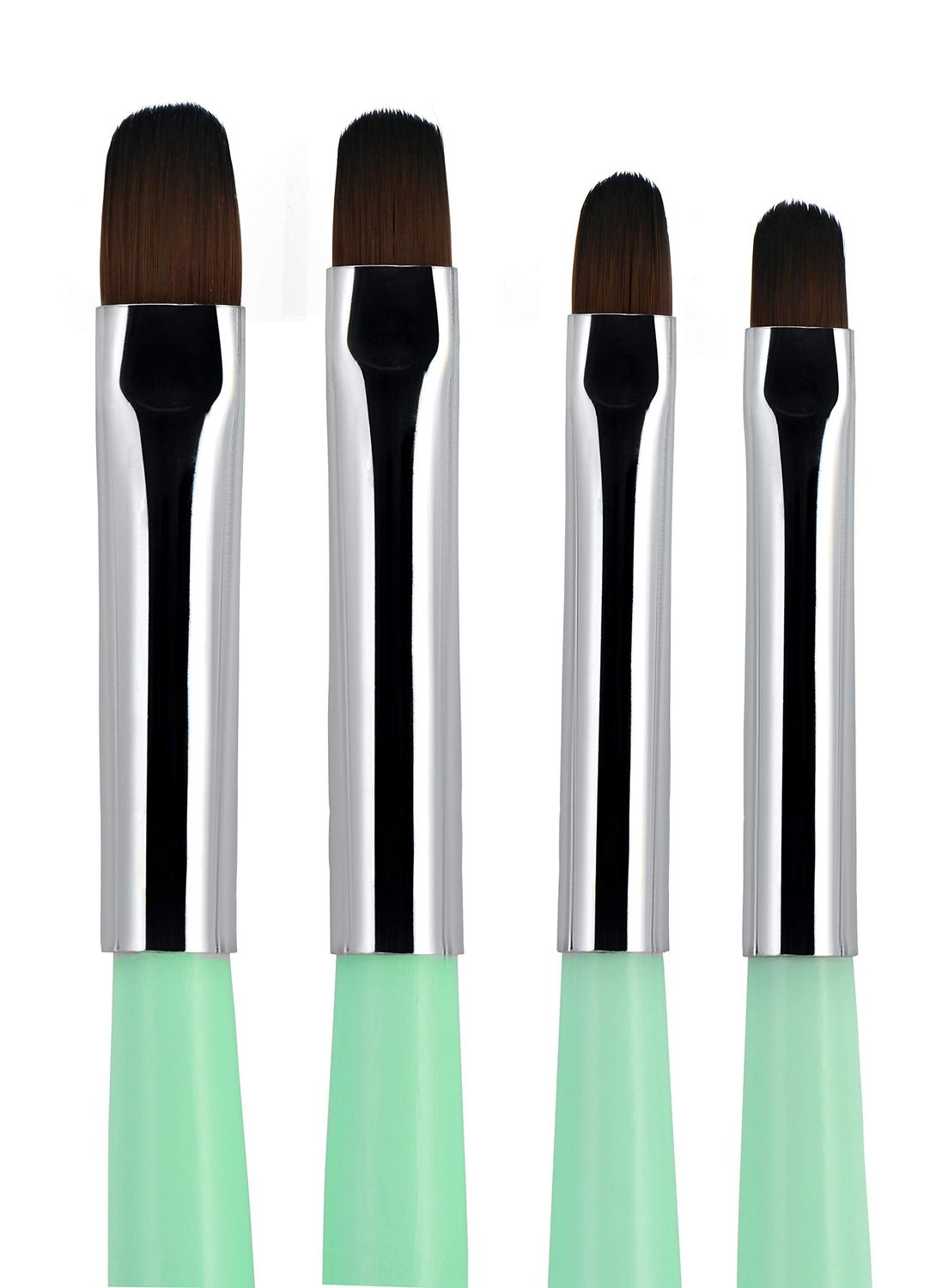 Beaute Galleria - 4pcs Acrylic UV Gel PolyGel Nail Art Brush Set (Size 6, 8, 10, 14), Nail Tips Builder Painting Pen Clean-Up Brush, Wooden Handle with Nylon Hair