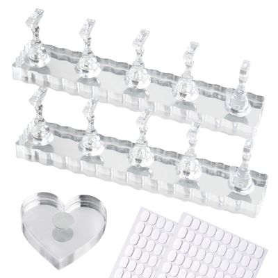 ESUOHYM Nail Stand For Press On Acrylic Strong Magnetic Nail Holder Kit For Painting Nails Tip Arts Display With 200PCS Double-Sided Tape And 1 Heart Shaped Acrylic Magnetic Presson Stand