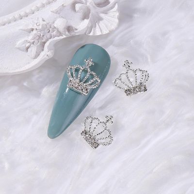 SONGJIE 20Pcs Alloy Crown Nail Charms, Out Shiny Gold Silver Crown Nail Rhinestones, 3D Nail Art Charms, Acrylic Nail Design Decorative Accessories, Crystal Nail Jewels, for Women DIY Nails Supplies