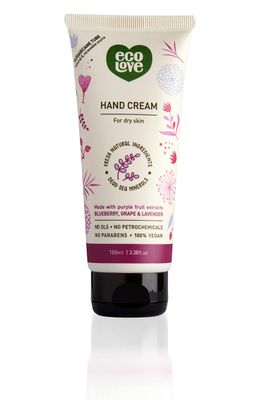 ecoLove - Natural and Organic Moisturizing Hand Cream- Organic Blueberry, Grape &amp; Lavender - Non Greasy Fast Absorbing Vegan Hand Lotion for Dry Skin, 3.38 fl oz
