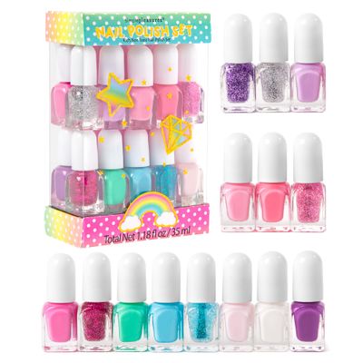 SIMPLE PLEASURES 14- Unicorn Glitter Kids Nail Polish Set for Girls - 14 Water-Based Non -Toxic Nail Art Kit - Gift Set for Girls Ages 7-12