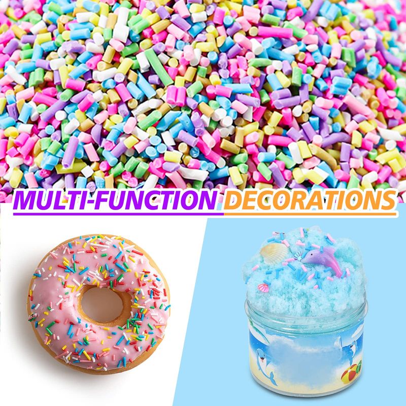 VANJETO 100G Polymer Clay Slices Fake Sprinkles Resin Sprinkles Fake Candy Sprinkles Clay Sprinkles Nail Art Slices Polymer Sprinkles for Nail Art DIY Crafts Cake Dessert Phone Case, Sugar Granules