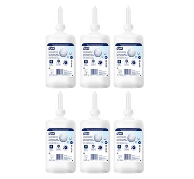 Tork Extra Mild Hand Washing Liquid Soap S1, No Fragrance Added, 6 x 1L, 400029 (formerly 400011)