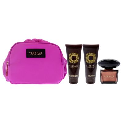Versace Crystal Noir by Versace for Women 4 Piece Set Includes: 3.3 oz Eau de Toilette Spray 3.4 oz Body Lotion 3.4 oz Bath and Shower Gel Travel Beauty Bag