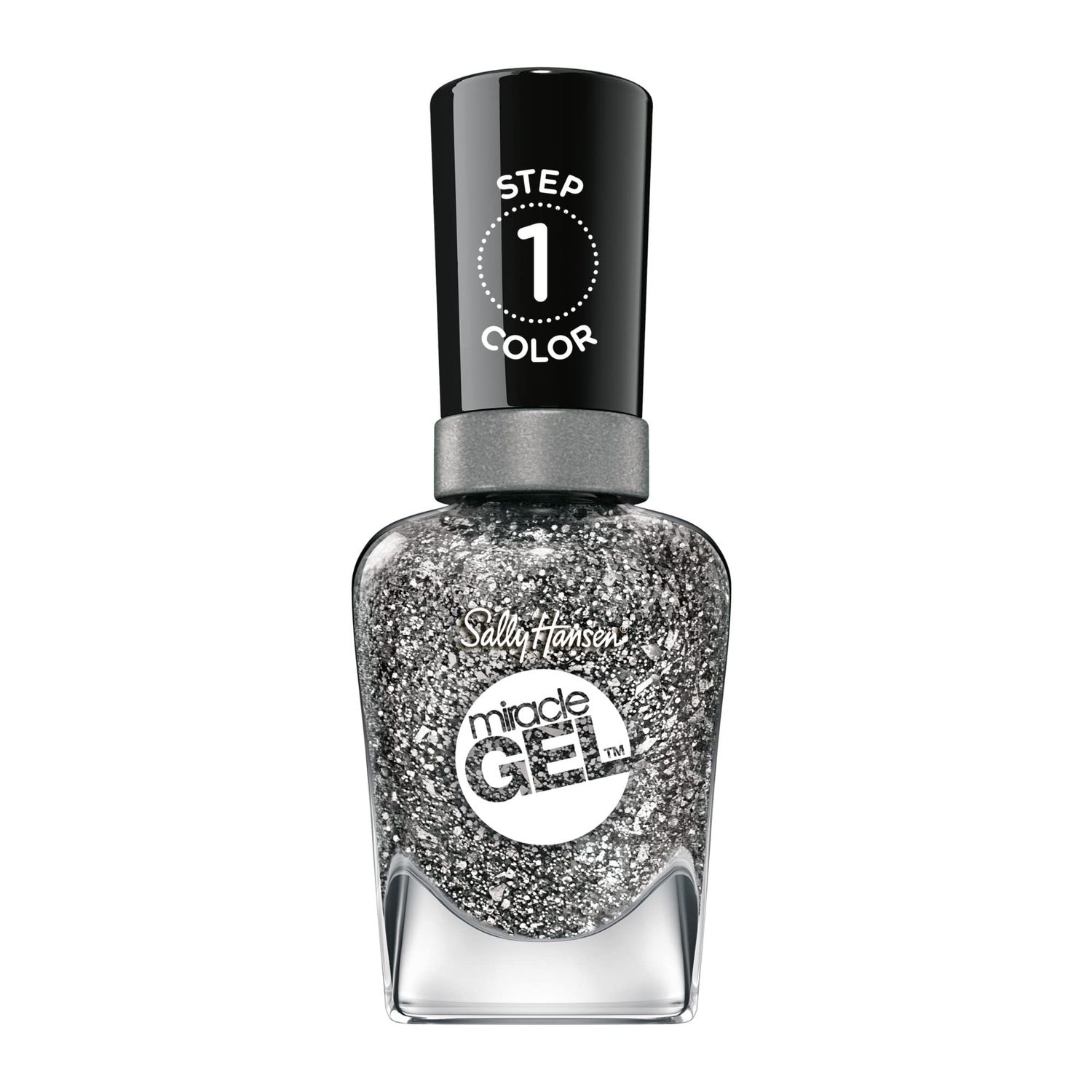 Sally Hansen Miracle Gel, Deep Sea Diamond, Long Lasting, Gel-Like Formula, No UV Lamp Needed, Silver Glitter Nail Polish