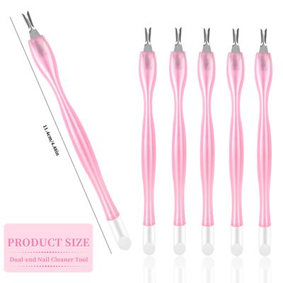 heemeei 50Pcs Nail Cuticle Trimmer Rubber Nail Cleaner, Plastic Handle Cuticle Knife, Double End Nail Dead Skin Fork Cuticle Pusher Bulk Nail Art Cuticle Remover Tools(Pink)