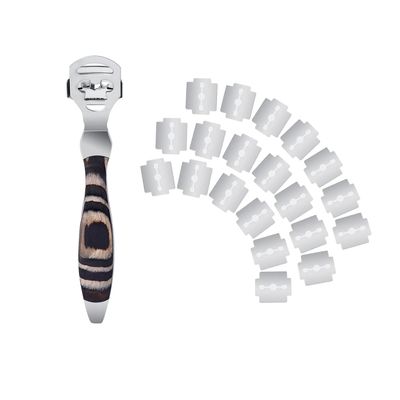 6Cr13 Stainless Steel Foot Callus Shaver W/20 Refill Blades, Washable Foot Rasp for Pedicure to Remove Hard Skin Corns, Shower Use Foot Scrubber for Wet and Dry Feet