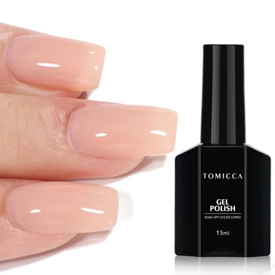 TOMICCA Nude Gel Nail Polish, 15ml Jelly Gel Polish, Translucent Quick Dry, Soak Off UV Neutral Light Gel Polish Colors Long Lasting Nail Art Manicure