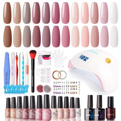 Gellen Gel Nail Polish Kit with U V LED Light 72W Nail Dryer, 12 Gel Nail Colors, No Wipe Top Base Coat, Nail Art Decorations, Manicure Tools, All-In-One Manicure Kit for Mothers Day Gift