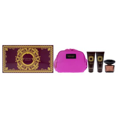Versace Crystal Noir by Versace for Women 4 Piece Set Includes: 3.3 oz Eau de Toilette Spray 3.4 oz Body Lotion 3.4 oz Bath and Shower Gel Travel Beauty Bag