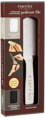 Cuccio Naturale Reusable Stainless Steel Pedicure File Kit with 30 Extra Refills - Professional Foot Care Tool for Smooth, Callus-Free Feet - Durable, Hygienic Design