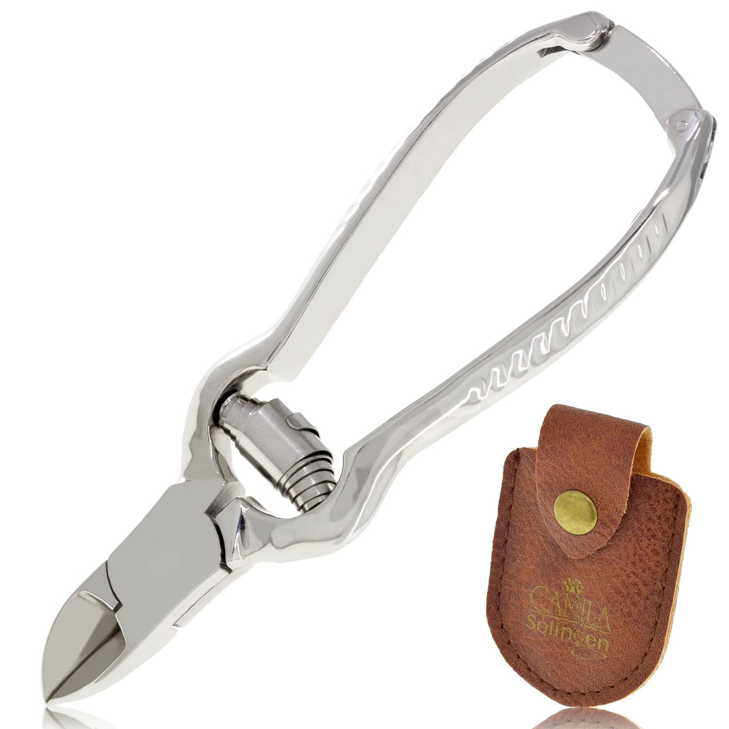 Camila Solingen CS13 Large Heavy Duty Toe Nail Clipper for Thick Toenails, Manicure &amp; Pedicure, Double Barrel Spring. Super Sharp Trimmer Curved Stainless Steel 20mm Blade Made in Solingen, Germany
