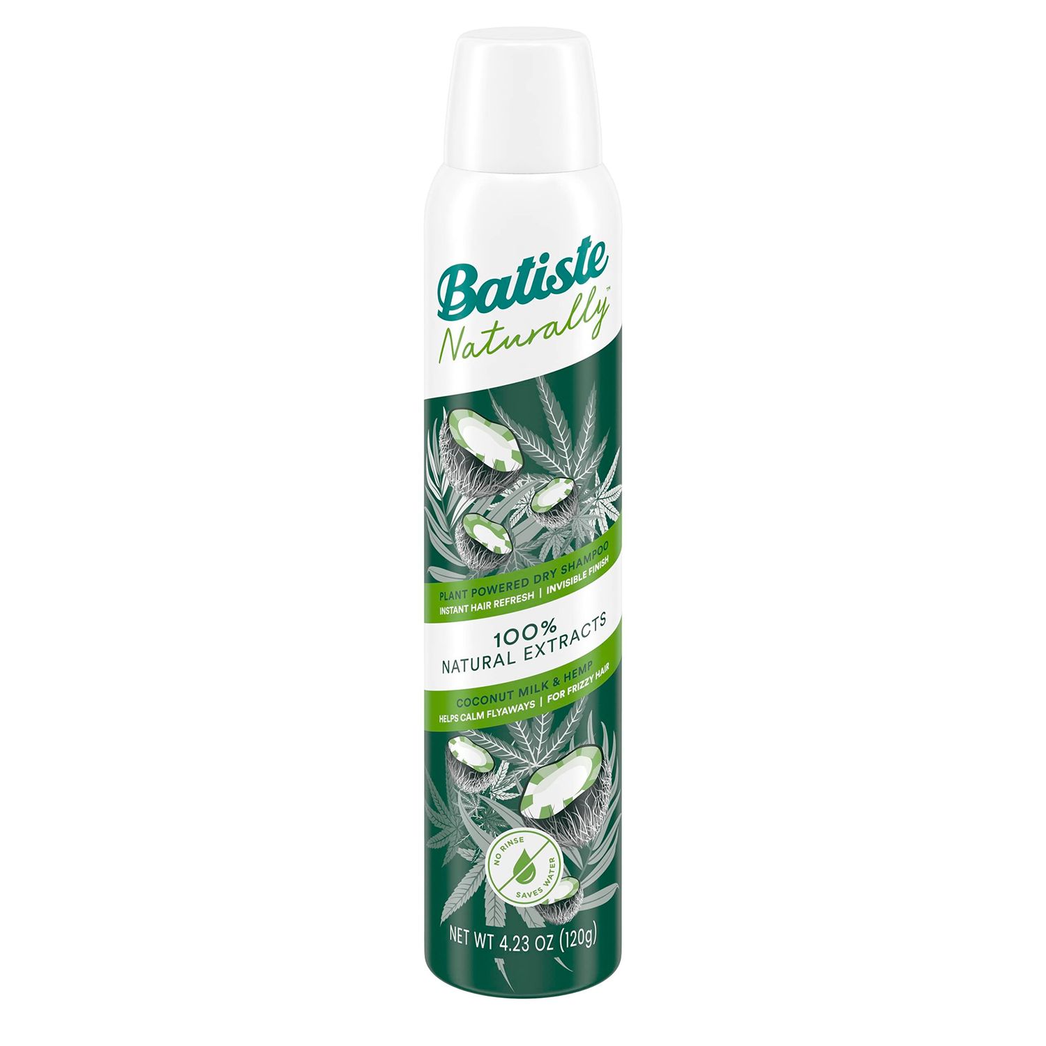 Batiste Naturally Dry Shampoo, Plant Powdered, Coconut Milk &amp; Hemp 4.23oz.
