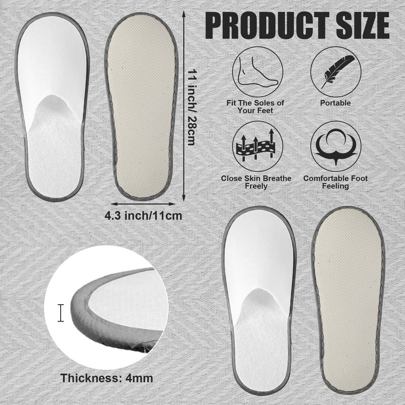 Hercicy 40 Pairs Disposable Non Slip Hotel Slippers Fluffy Closed Toe Spa Slippers Indoor Guest for Men Women Home Wedding Travel Party(White, Gray)