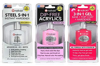Nail-Aid 3pk Of Steel Hardener Dip-free Acrylics 3-in-1 Gel Top Coat, French Sheer, N/A, 1.65 Fl Ounce