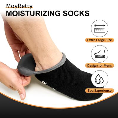 MoyRetty Moisturizing Silicone Socks for Men - Large Size, Ultimate Aloe-Infused Gel for Home Use - Say Goodbye to Dry Cracked Feet Black