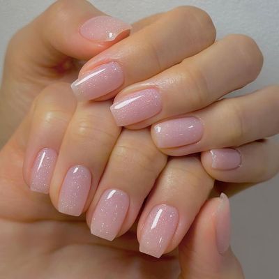 Vishine Glitter Nude Pink Gel Polish Iridescent Shimmer Jelly Neutral Color Skin Tone Clear Pink 16ml Sparkle Pink Natural Soak off UV LED Cured for Home Salon DIY Nail Art E030