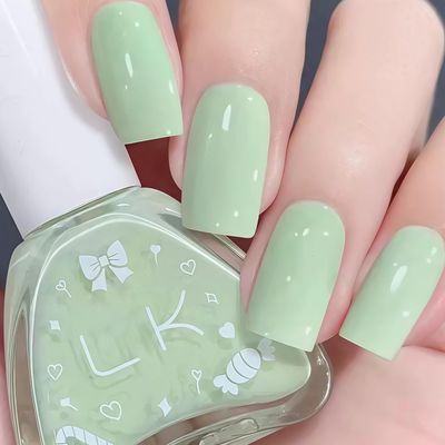 Mint Green Nail Polish Quick Dry, Long Lasting Mint Green Gel Nail Polish No UV Light Needed, Mint Nail Polish Vegan, Light Green Nail Polish for Spring Summer, Cruelty Free Pastel Green Nail Polish