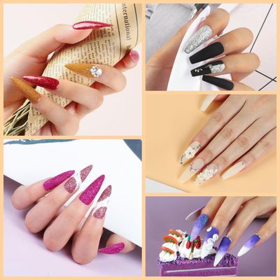 COSCELIA 25PC Acrylic Nail Kit,Pink Clear White Glitter Nail Kit Acrylic Set with Decoration Powder False Nail Tip Beginner Complete Nail Kit DIY