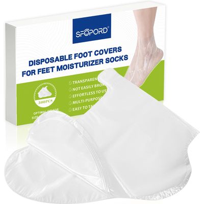 300PCS Disposable Foot Covers for Feet Moisturizer Socks - Plastic Foot Covers Extra Large Size for Pedicure, Moisturizing &amp; Paraffin Wax Treatments, Spa Socks Designed for Foot Care