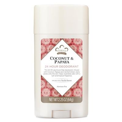 Nubian Heritage Aluminum-Free Deodorant, Coconut &amp; Papaya - Natural Deodorant with Organic Shea Butter, Vanilla Oil, and Aloe Vera, 2.25 Oz